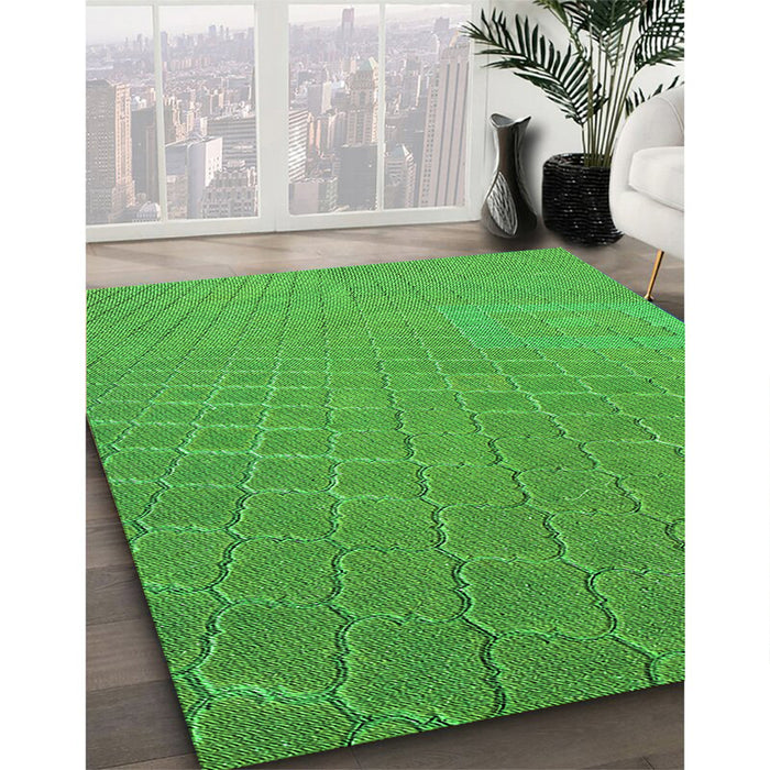 Machine Washable Transitional Neon Green Rug in a Family Room, wshpat617grn