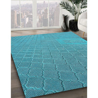 Patterned Bright Turquoise Blue Rug, pat617lblu