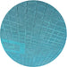 Square Machine Washable Transitional Bright Turquoise Blue Rug in a Living Room, wshpat617lblu