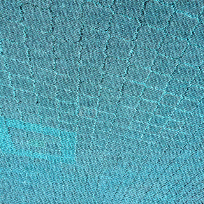 Round Patterned Bright Turquoise Blue Rug, pat617lblu