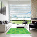 Machine Washable Transitional Emerald Green Rug in a Kitchen, wshpat618grn