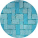 Square Patterned Blue Ivy Blue Rug, pat618lblu