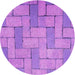 Square Patterned Violet Purple Rug, pat618pur