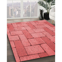 Patterned Ruby Red Rug, pat618rd