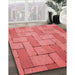 Patterned Ruby Red Rug in Family Room, pat618rd