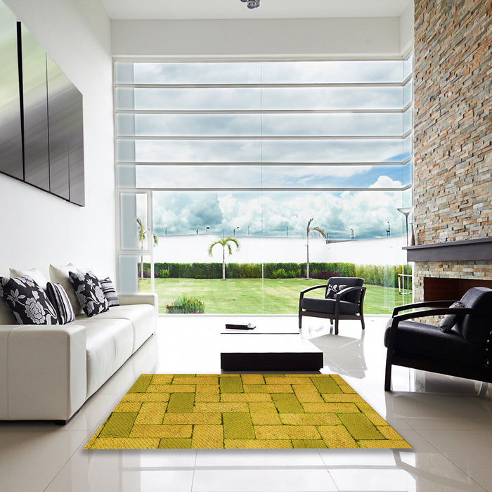 Machine Washable Transitional Dark Golden Brown Rug in a Kitchen, wshpat618yw