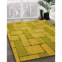 Patterned Dark Golden Brown Rug, pat618yw