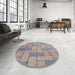 Round Patterned Pale Silver Gray Novelty Rug in a Office, pat618