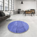 Round Patterned Sky Blue Rug in a Office, pat619blu