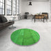 Round Patterned Lime Green Rug in a Office, pat619grn