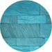 Square Patterned Bright Turquoise Blue Rug, pat619lblu