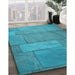 Machine Washable Transitional Bright Turquoise Blue Rug in a Family Room, wshpat619lblu