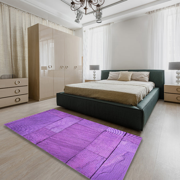 Round Machine Washable Transitional Purple Rug in a Office, wshpat619pur