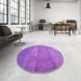 Round Patterned Purple Rug in a Office, pat619pur