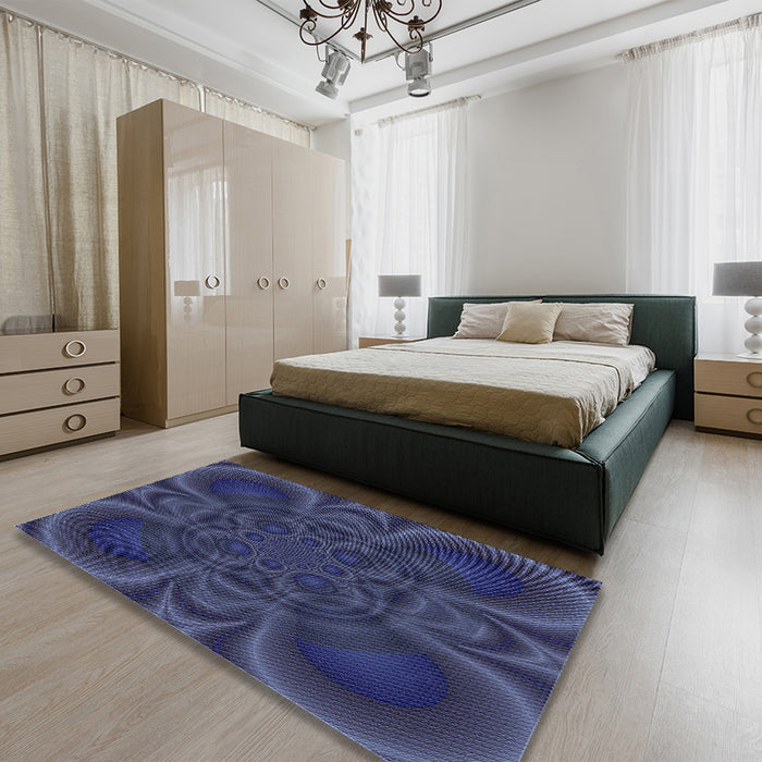 Patterned Deep Periwinkle Purple Rug in Family Room, pat62blu