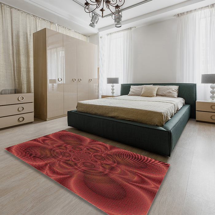 Machine Washable Transitional Cranberry Red Rug in a Family Room, wshpat62rd