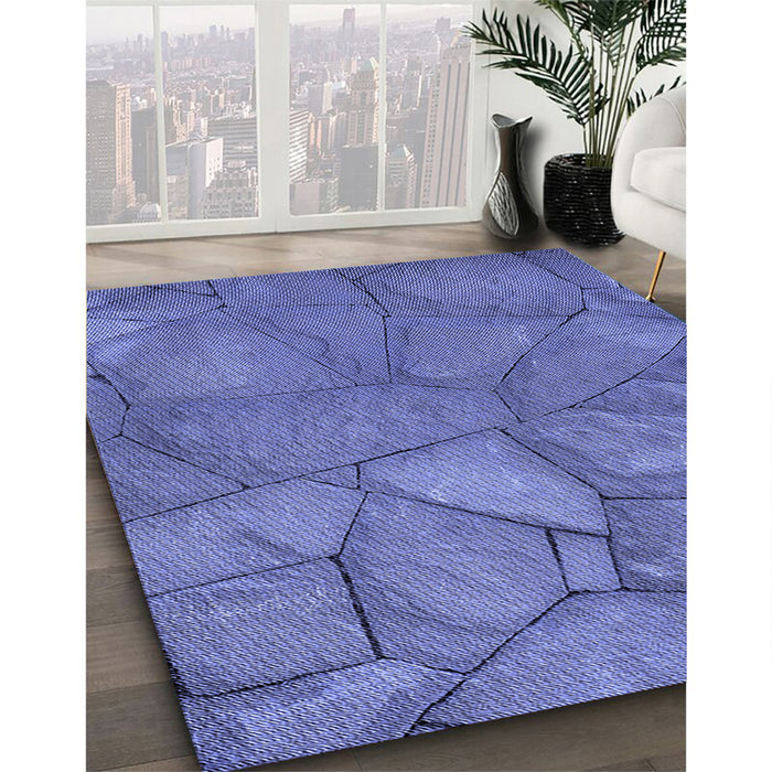 Patterned Sky Blue Rug in Family Room, pat620blu