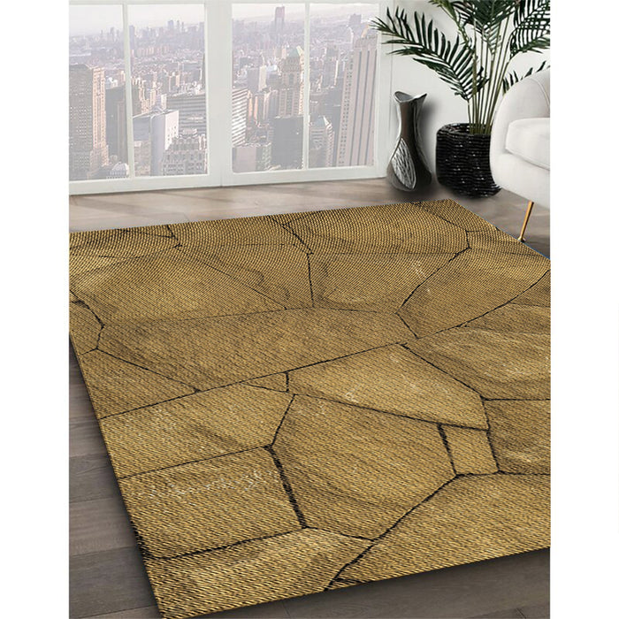 Patterned Saddle Brown Rug in Family Room, pat620brn