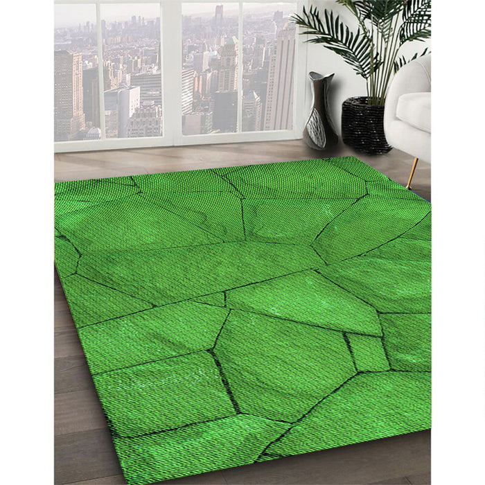 Patterned Green Rug in Family Room, pat620grn