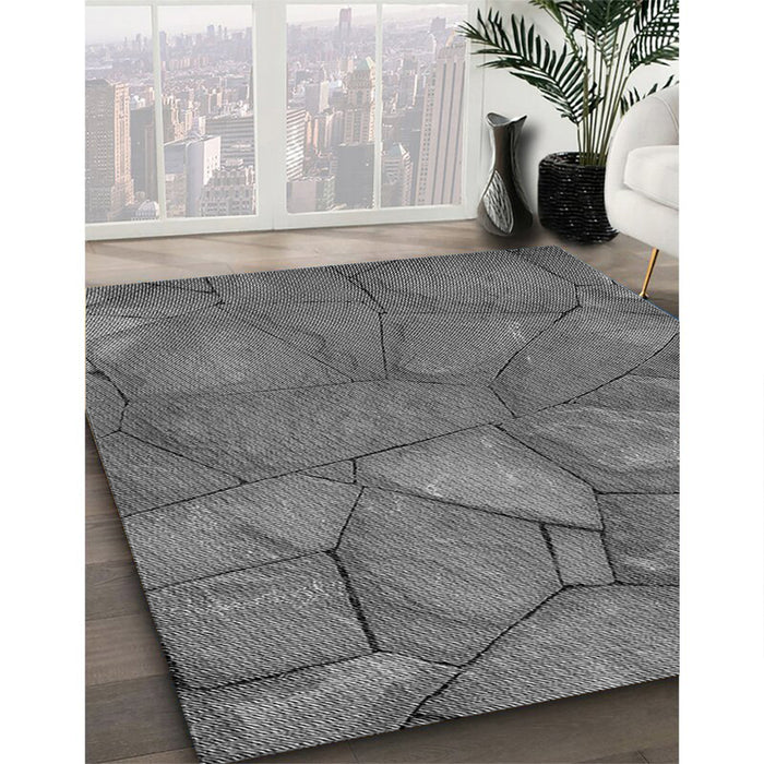 Patterned Gray Rug in Family Room, pat620gry