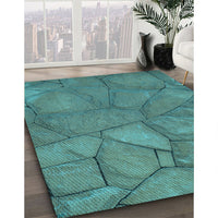 Patterned Light Sea Green Rug, pat620lblu