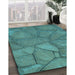 Patterned Light Sea Green Rug in Family Room, pat620lblu