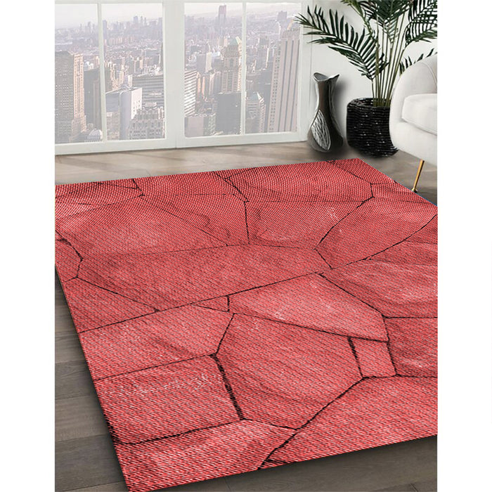 Patterned Red Rug in Family Room, pat620rd