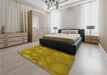 Patterned Yellow Rug in a Bedroom, pat620yw