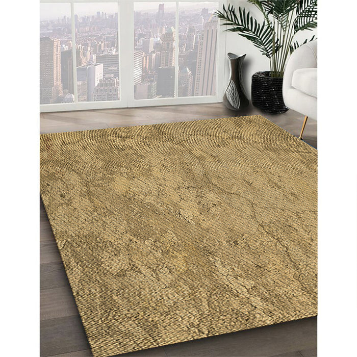 Machine Washable Transitional Yellow Rug in a Family Room, wshpat621brn