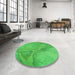 Round Patterned Lime Green Rug in a Office, pat622grn