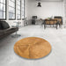 Round Patterned Dark Orange Rug in a Office, pat622org