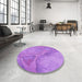 Round Patterned Violet Purple Rug in a Office, pat622pur