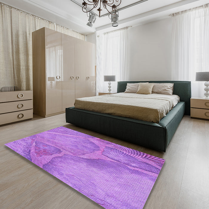 Patterned Violet Purple Rug in a Bedroom, pat622pur