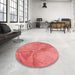 Round Patterned Ruby Red Rug in a Office, pat622rd