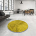 Round Patterned Dark Golden Brown Rug in a Office, pat622yw