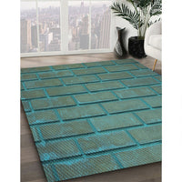Patterned Deep-Sea Green Rug, pat623lblu
