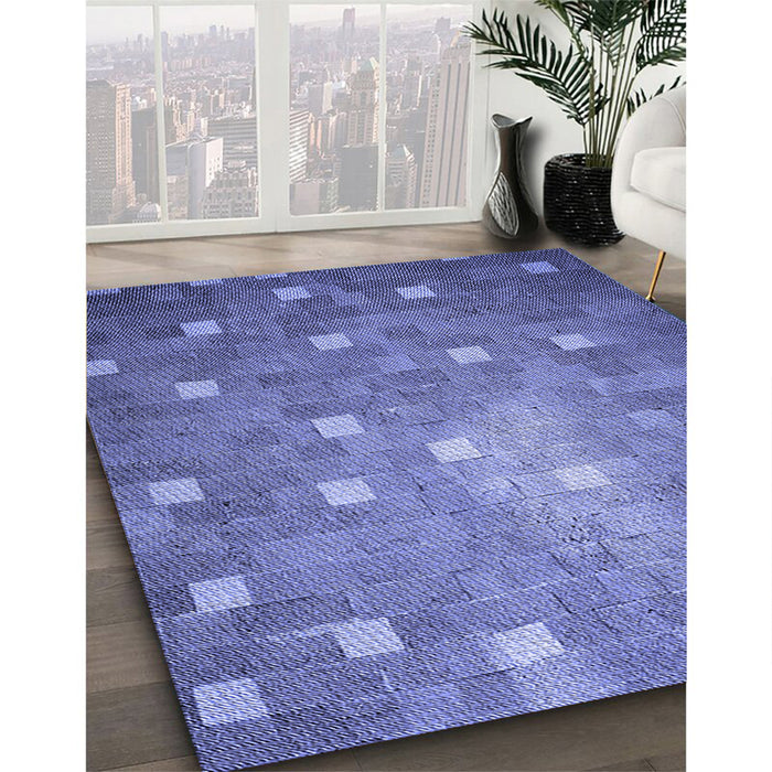 Patterned Sky Blue Rug in Family Room, pat624blu