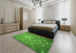 Patterned Green Rug in a Bedroom, pat624grn