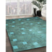 Machine Washable Transitional Deep-Sea Green Rug in a Family Room, wshpat624lblu