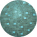 Square Machine Washable Transitional Deep-Sea Green Rug in a Living Room, wshpat624lblu