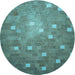 Square Patterned Deep-Sea Green Rug, pat624lblu