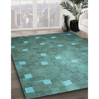 Patterned Deep-Sea Green Rug, pat624lblu