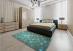 Patterned Deep-Sea Green Rug in a Bedroom, pat624lblu
