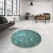Round Patterned Deep-Sea Green Rug in a Office, pat624lblu