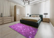 Patterned Bright Neon Pink Purple Rug in a Bedroom, pat624pur