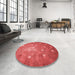 Round Patterned Red Rug in a Office, pat624rd