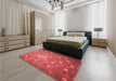 Patterned Red Rug in a Bedroom, pat624rd