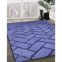 Patterned Light Slate Blue Rug, pat628blu