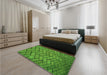 Patterned Green Rug in a Bedroom, pat628grn