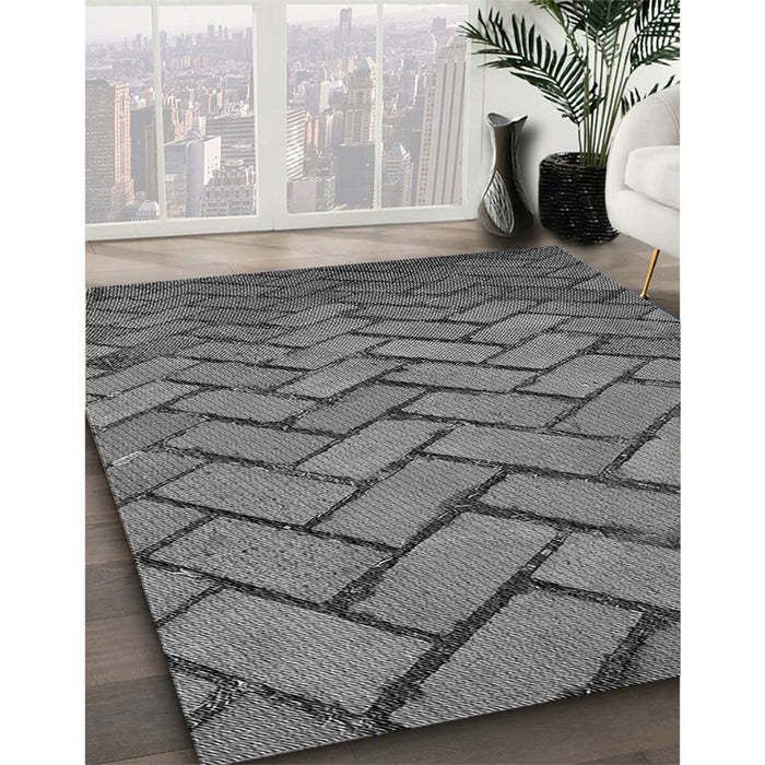 Patterned Gray Rug in Family Room, pat628gry